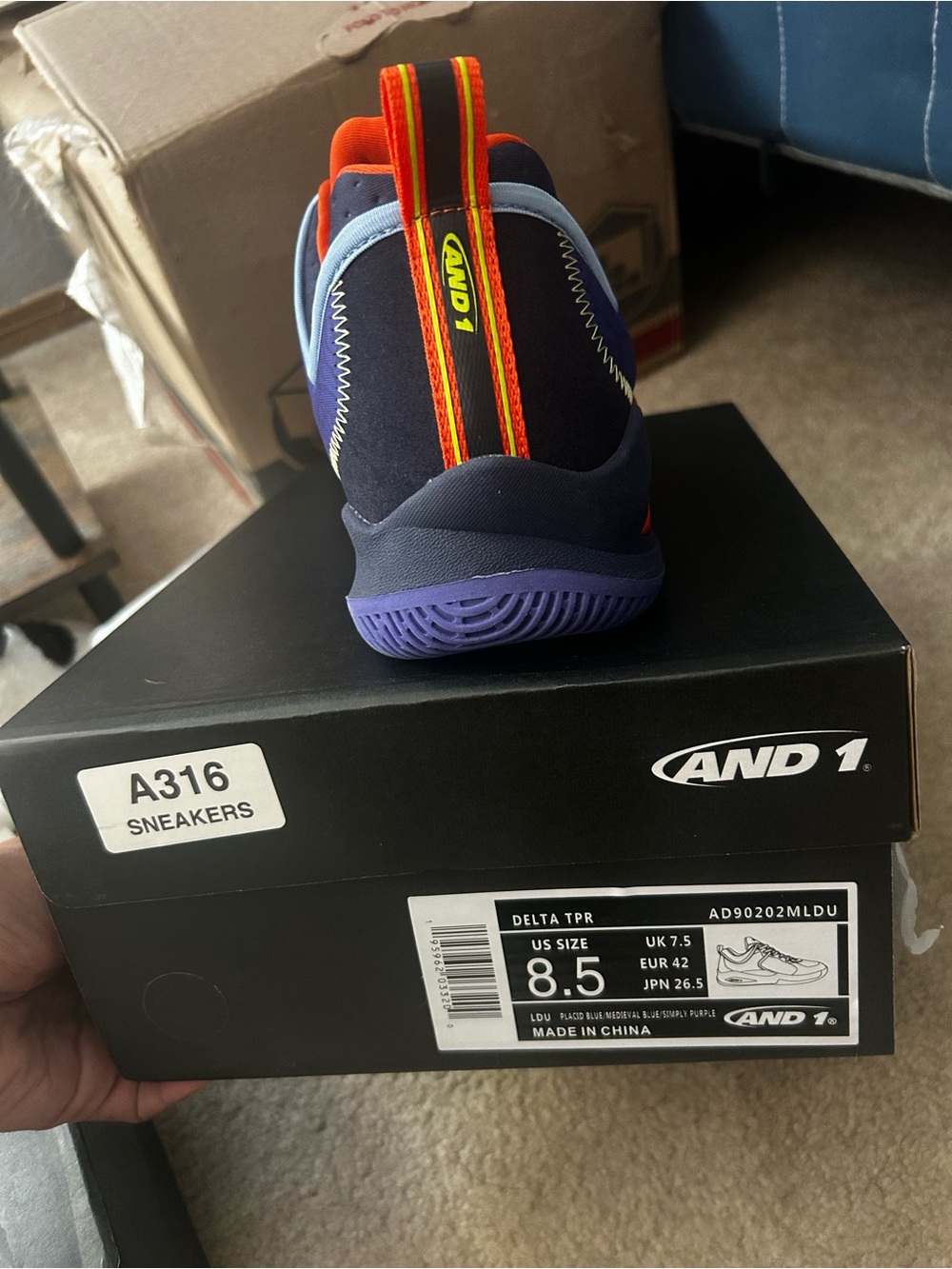 And1 Men’s Navy and Purple Sneakers with Orange Trim